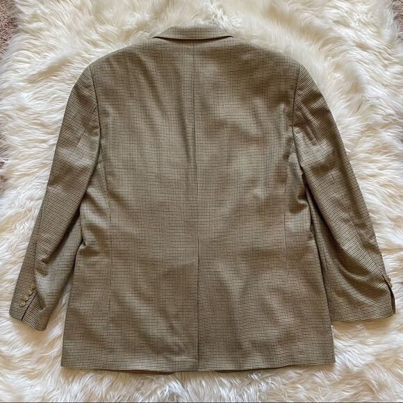 Lauren Ralph Lauren Men’s Wool Sports Coat Blazer Tan Houndstooth Size 44R - Picture 7 of 11